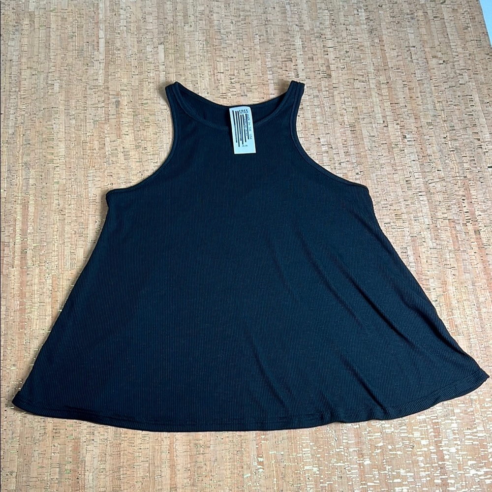 Free People Ribbed Swing Tank Black Size Medium